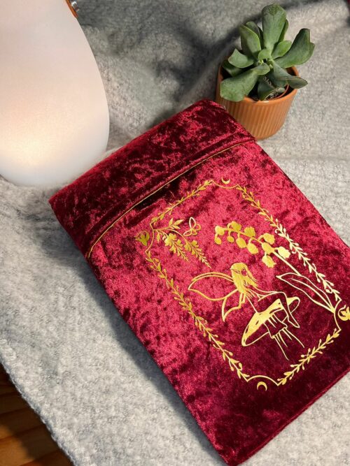 Pochette poche/liseuse bordeau/doré