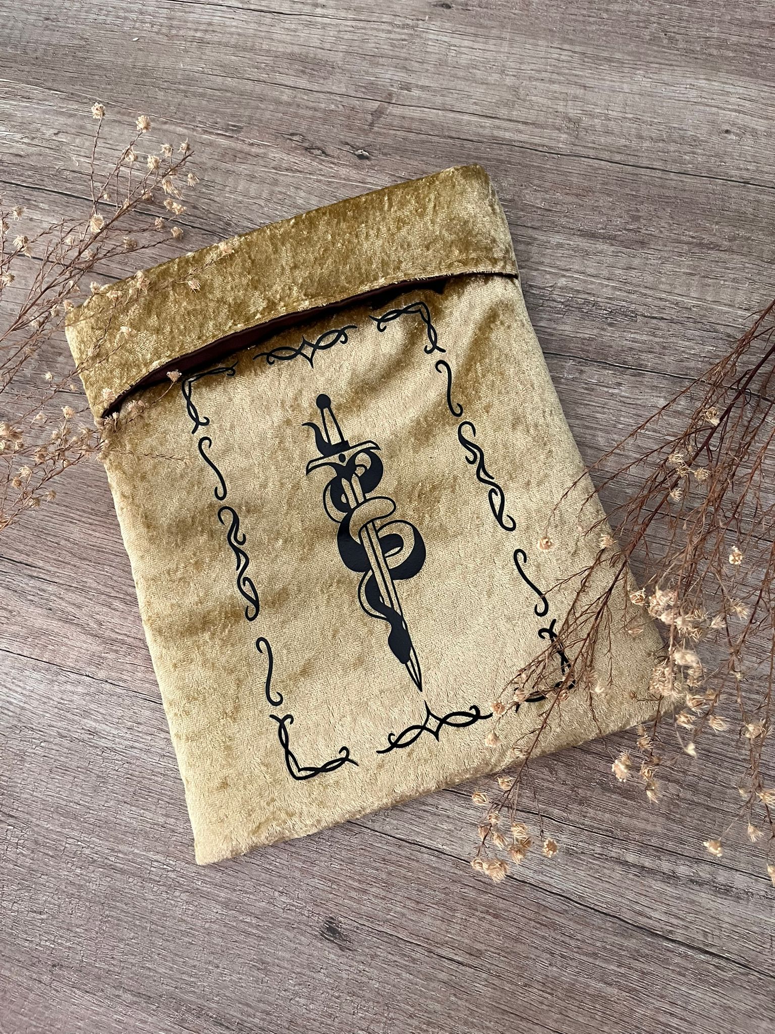 Pochette broché/relié or/marron